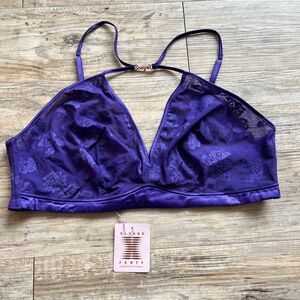 Savage X Fenty Bra Strap Up Lace Bralette 3XL Purple Blue NWT